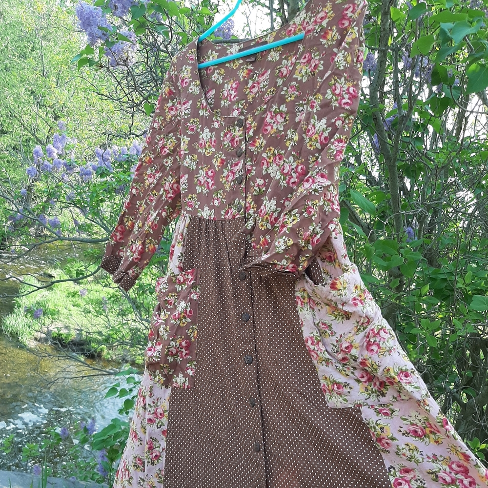 Cottagecore oversized-fit patchwork dress